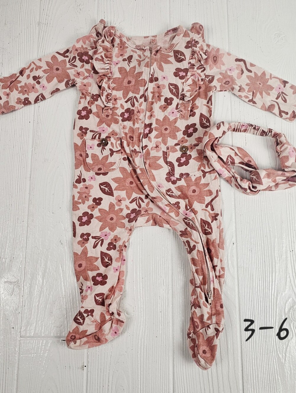 Jessica Simpson Floral Footed Sleeper Headband